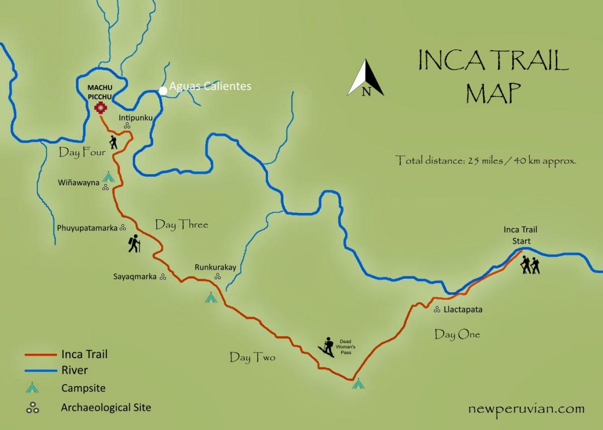 kart av inca trail Peru