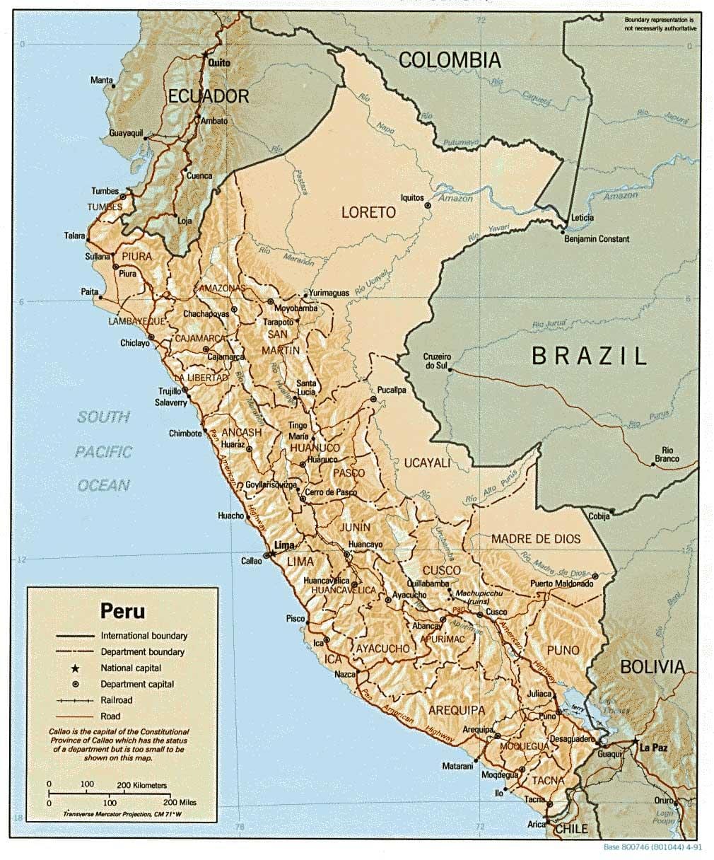 kart over Peru surfe