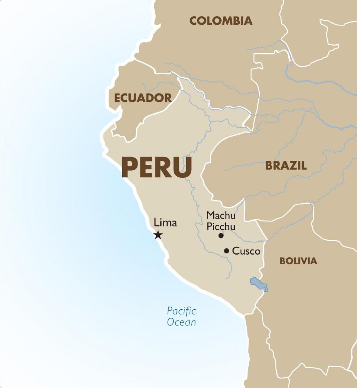 kart over Peru og omkringliggende land
