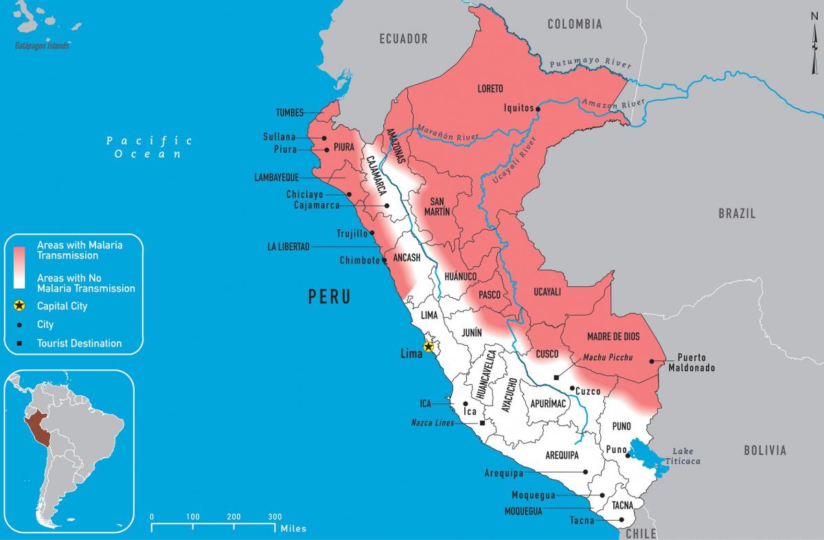kart over Peru malaria