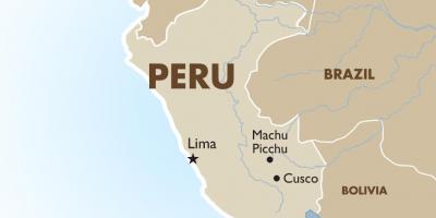 Kart over Peru og omkringliggende land